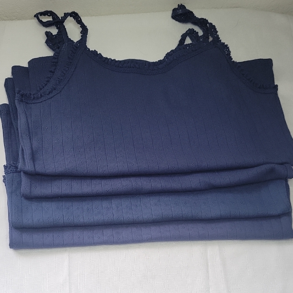 Art Class Navy Cotton Top  Girl's New Set Of 4 Size XL (14)